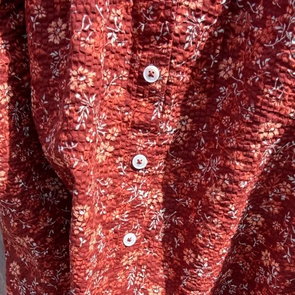 NWT Madewell Puff Short Sleeve V neck  Red Floral Top Size: L - Picture 4 of 9